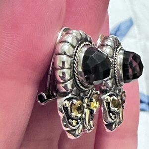 Sterling silver and 18k solid gold earrings omega back by Robert Manse